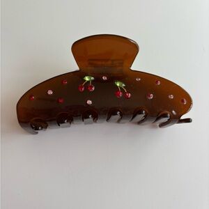Brown Cherry Accent Hair Claw Clip